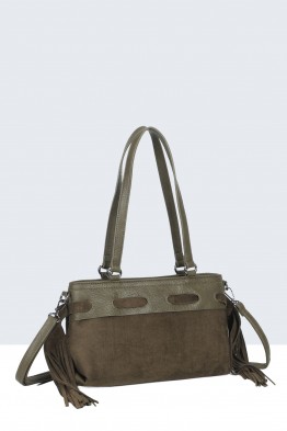 BV-B55043 Suede-effect fringed shoulder bag