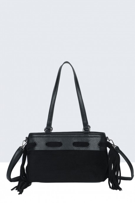 BV-B55043 Suede-effect fringed shoulder bag