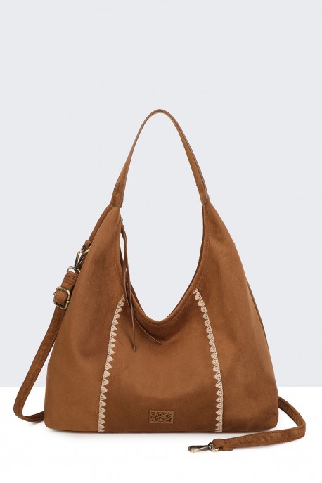 BV-B55036 Suede effect hobo shoulder bag : colour:Brown