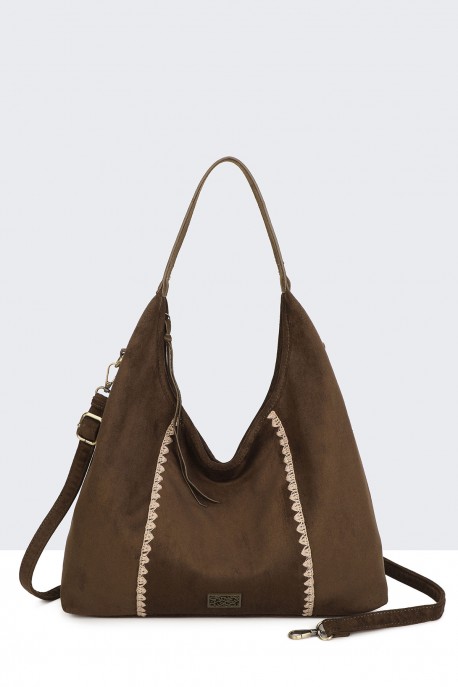 BV-B55036 Suede effect hobo shoulder bag : colour:Green