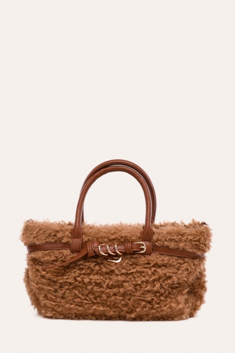K5370 Sac à main mouton synthétique : couleur:Marron (Brown)