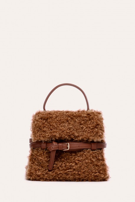 K5371 Sac à main mouton synthétique : couleur:Marron (Brown)