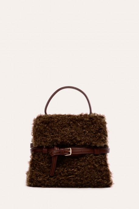 K5371 Sac à main mouton synthétique : couleur:Caf&eacute; (Coffee)