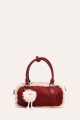 L32745 Box-shaped duffel bag with a suede-effect finish and faux sheepskin trim