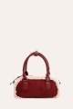 L32745 Box-shaped duffel bag with a suede-effect finish and faux sheepskin trim