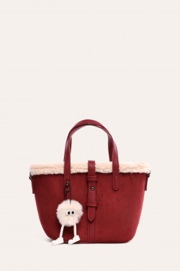 L32746 Sac shopping trapèze Velours Nubuck synthétique & bordure mouton