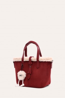 L32746 Sac shopping trapèze Velours Nubuck synthétique & bordure mouton