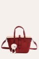 L32746 Trapeze-shaped shopping bag in synthetic nubuck suede with sheepskin trim