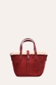 L32746 Trapeze-shaped shopping bag in synthetic nubuck suede with sheepskin trim