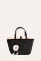 L32746 Trapeze-shaped shopping bag in synthetic nubuck suede with sheepskin trim