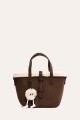 L32746 Trapeze-shaped shopping bag in synthetic nubuck suede with sheepskin trim