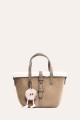 L32746 Trapeze-shaped shopping bag in synthetic nubuck suede with sheepskin trim