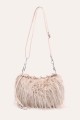 W61467 Glittery faux-fur handbag with a braided handle