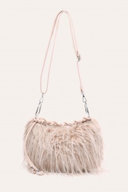 W61467 Sac à main fourrure pailleté avec anse tressée