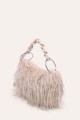 W61467 Glittery faux-fur handbag with a braided handle