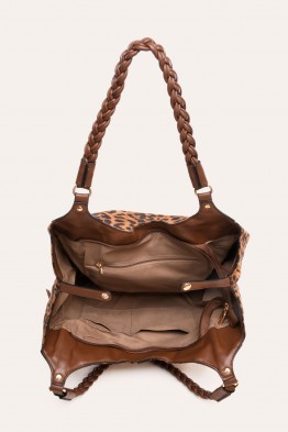 C-6680 Leopard-print faux suede hobo bag
