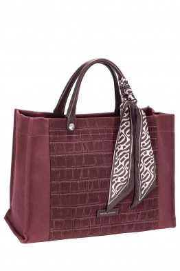 CM8607 Sac à main Cabas effet velour nubuck motif croco David Jones