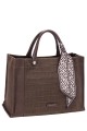 CM8607 Sac à main Cabas effet velour nubuck motif croco David Jones