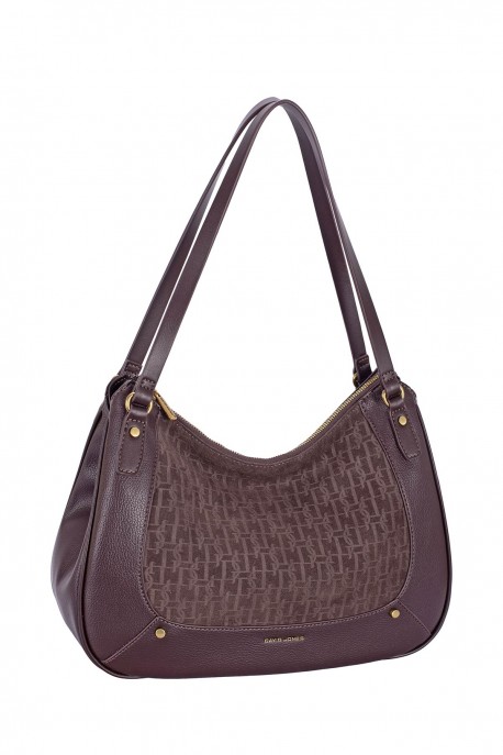 CM8741 David Jones Monogram Hobo Shoulder Bag : colour:HOT CHOCOLAT