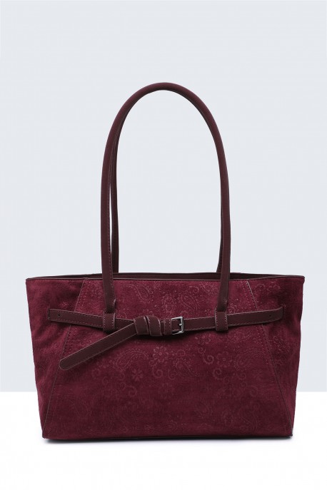 BV-20044 Nubuck velvet effect purse shoulder bag : colour:Red