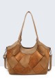 BV-29081 Sac épaule à ailettes Patchwork effet nubuck