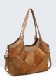 BV-29081 Sac épaule à ailettes Patchwork effet nubuck