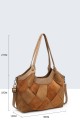 BV-29081 Sac épaule à ailettes Patchwork effet nubuck