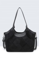 BV-29081 Sac épaule à ailettes Patchwork effet nubuck