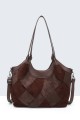 BV-29081 Nubuck effect Patchwork fin shoulder bag