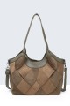 BV-29081 Sac épaule à ailettes Patchwork effet nubuck