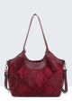 BV-29081 Nubuck effect Patchwork fin shoulder bag