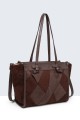 BV-29082 Sac épaule à ailettes Patchwork effet nubuck