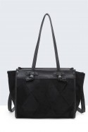 BV-29082 Nubuck Effect Patchwork Fin Shoulder Bag