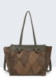 BV-29082 Nubuck Effect Patchwork Fin Shoulder Bag