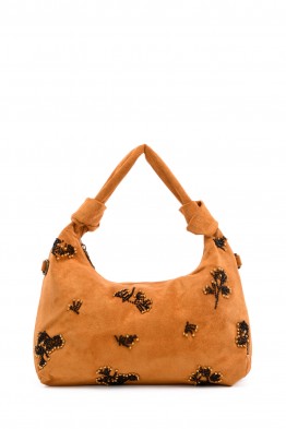 BV-B55043 Suede-effect handbag with beaded embroidery