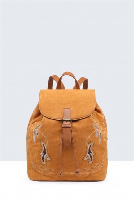 BV-29137 Sac à dos effet velour nubuck motif brodé