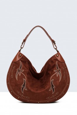 BV-36222 Sac à main style daim motif brodé