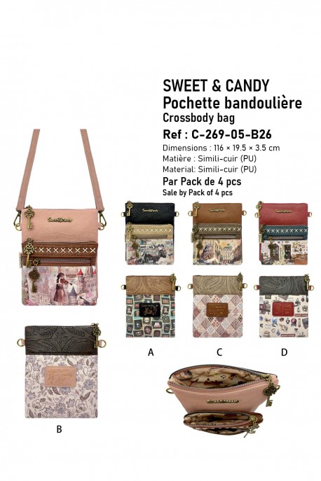 Sweet & Candy C-269-05-B26 Synthetic crossbody pouch : Pattern:Pack of 4
