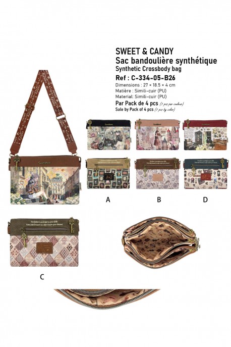 C-334-05-B26 Sac à bandoulière Sweet & Candy : Motif:Pack de 4