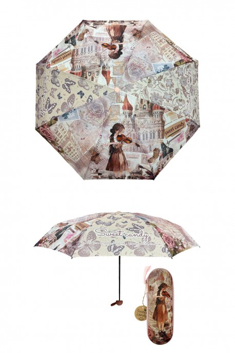 Manual folding capsule umbrella Sweet & Candy C-380-05-B26 : Pattern:B26-B-PINK