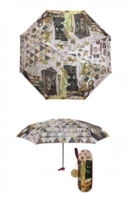 Manual folding capsule umbrella Sweet & Candy C-380-05-B26 : Pattern:B26-D-RED