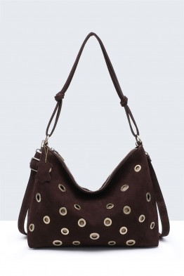 BV-29127 Studded split leather hobo shoulder bag