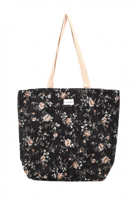 La Matilda - Grand Tote Bag Fleurs NOIR M105-134