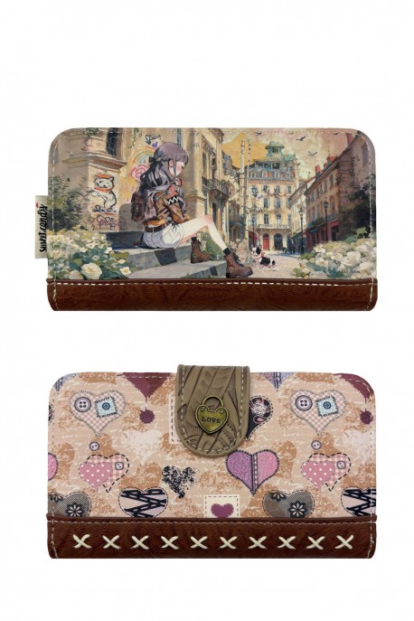 C-062-05-B26 Portefeuille porte-monnaie synthétique Sweet & Candy : Motif:B26-C-COGNAC