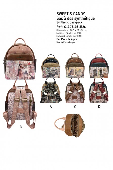 C-307-05-B26 Sac à dos - Sweet & Candy : Motif:Pack de 4