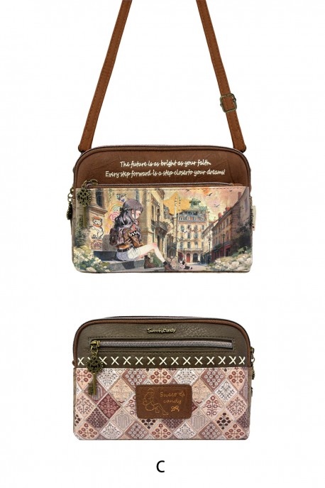 C-259-05-B26 Pochette sac bandoulière synthétique Sweet & Candy : Motif:B26-C-COGNAC