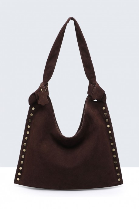 BV-29126 Studded hobo shoulder bag : colour:Coffee