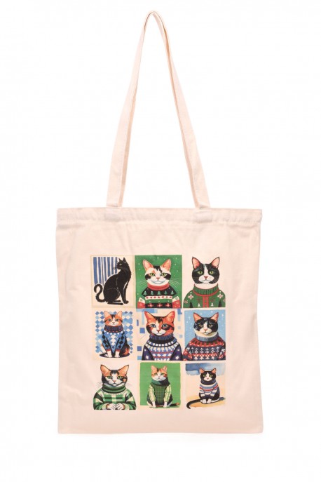 KJ-71072 Cat and Dog Print Tote Bag : colour:D