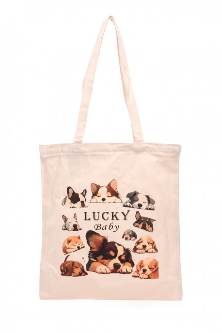 KJ-71072 Cat and Dog Print Tote Bag : colour:F