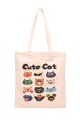 KJ-71072 Cat and Dog Print Tote Bag